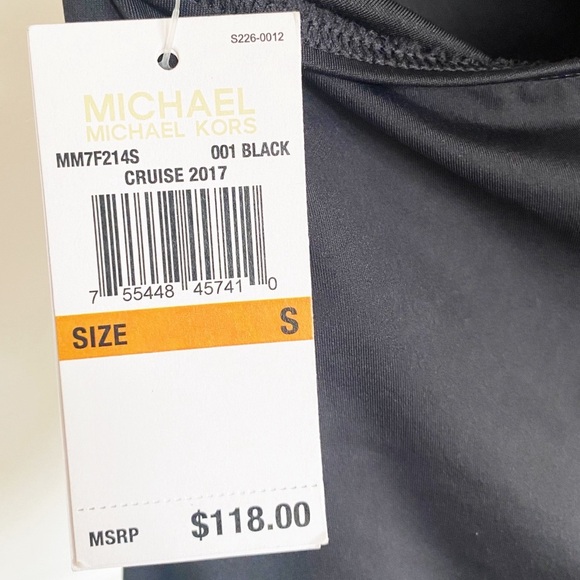 NWT MICHAEL Michael Kors Black Tank Top Two Piece Swimsuit in Size Small - Picture 7 of 9